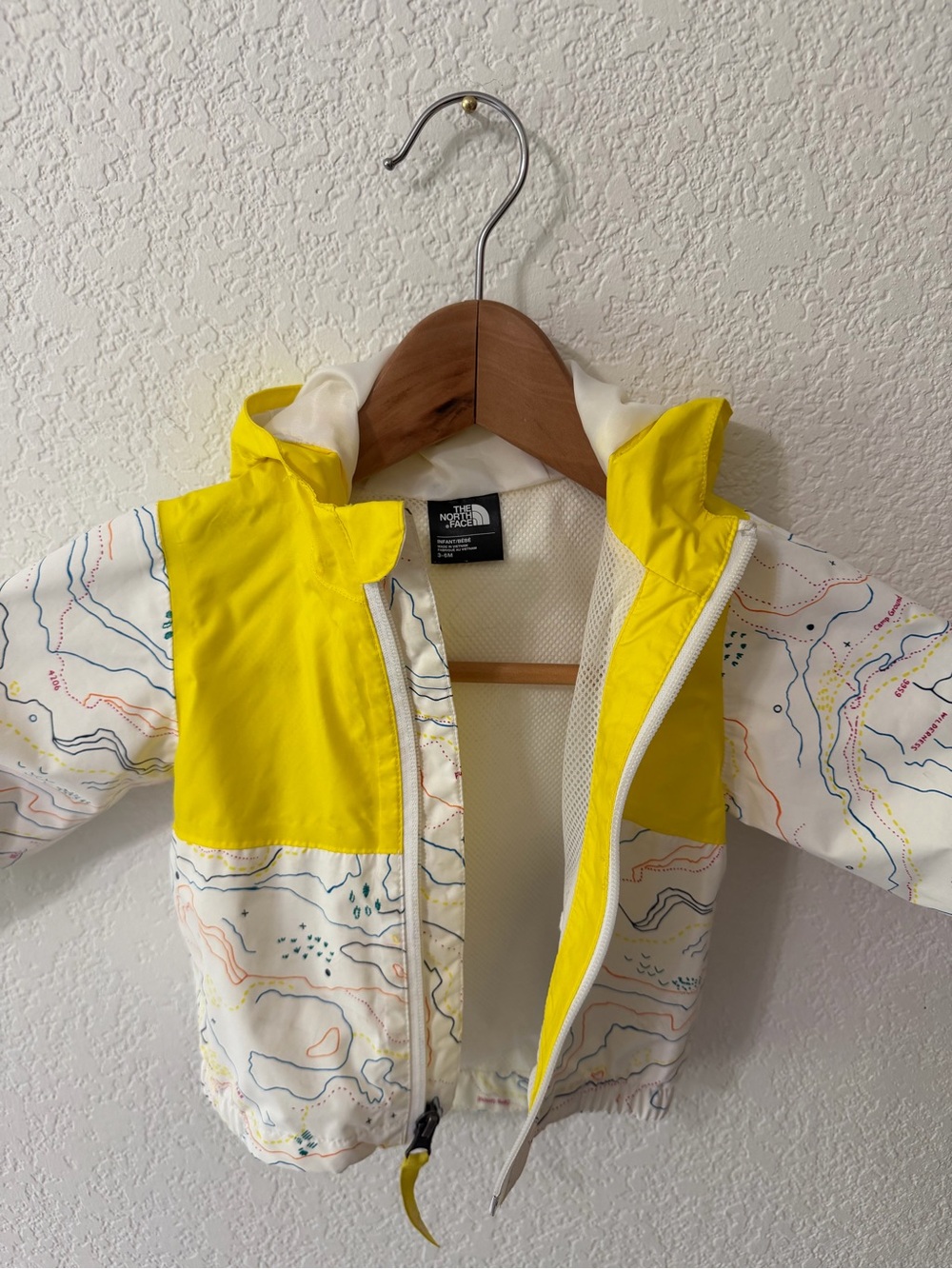 The North Face Yellow & White Kids Hooded Shell Jacket